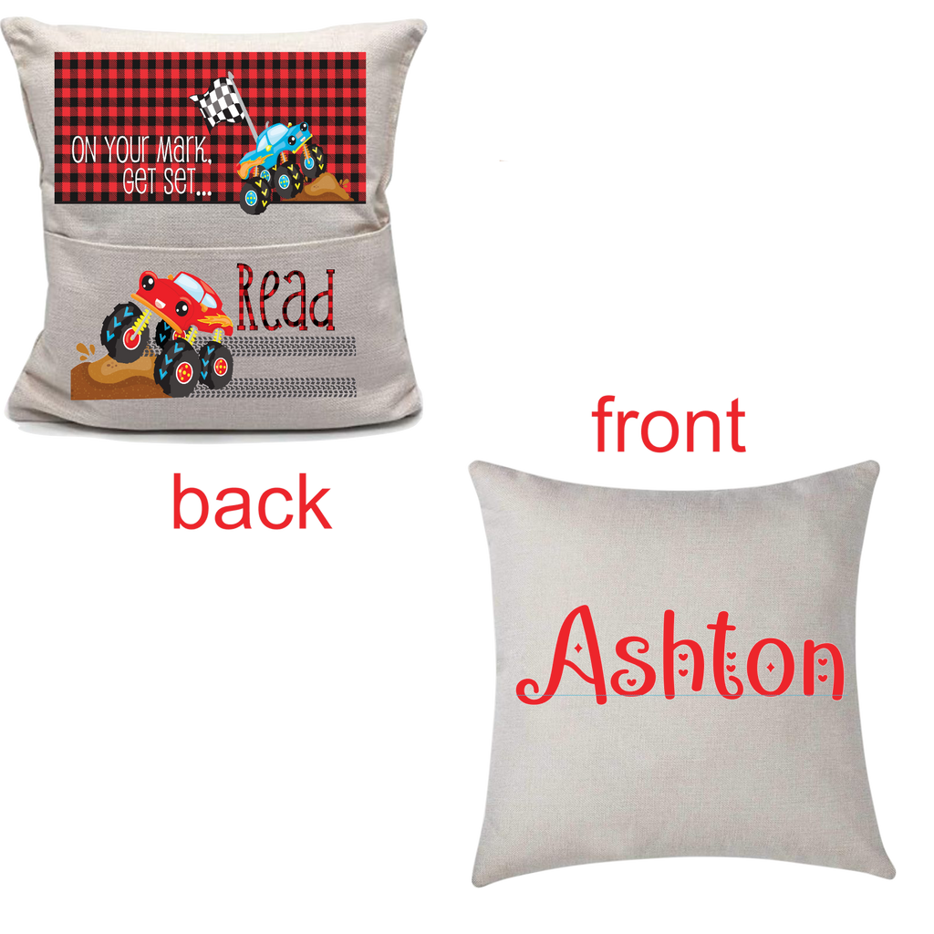 Ready Set Race Car Book Pillow Cover