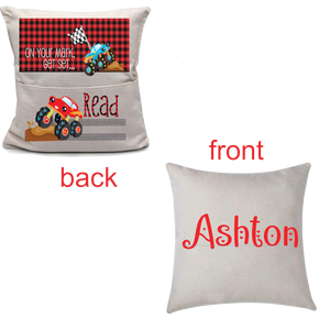 Ready Set Race Car Book Pillow Cover