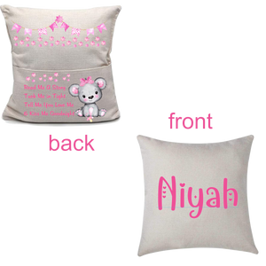 Pink Bear Book Pillow Cover